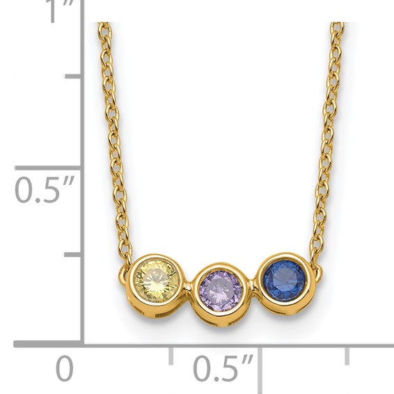14K 3 Genuine Birthstone Complete Family Necklace