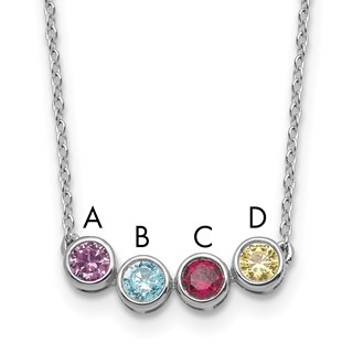 14KW 4 Synthetic Birthstone Complete Family Necklace