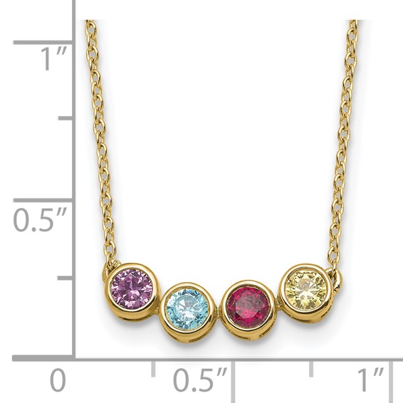 14K 4 Genuine Birthstone Complete Family Necklace