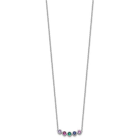 14KW 5 Synthetic Birthstone Complete Family Necklace