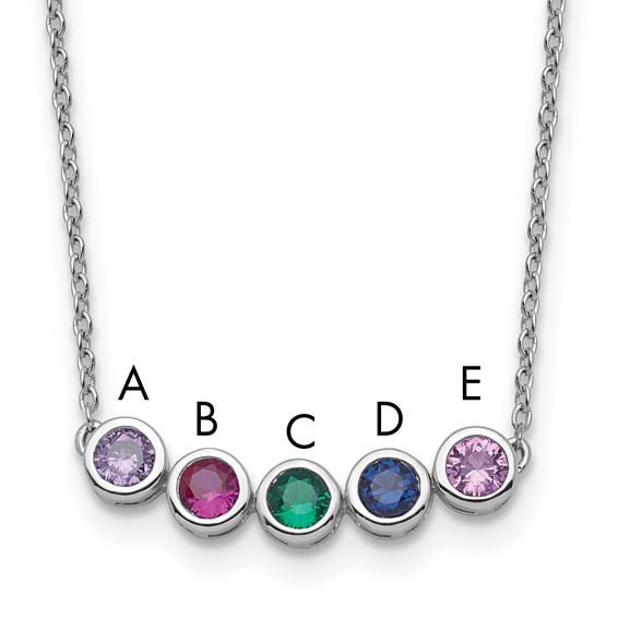 14KW 5 Synthetic Birthstone Complete Family Necklace