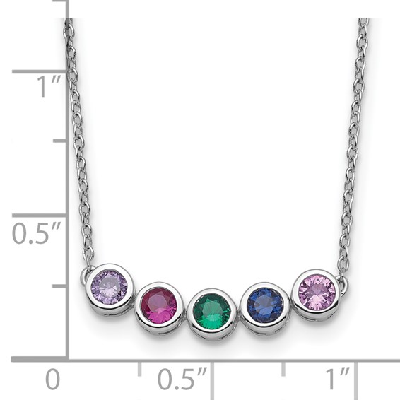 14KW 5 Synthetic Birthstone Complete Family Necklace
