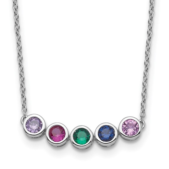 14KW 5 Synthetic Birthstone Complete Family Necklace