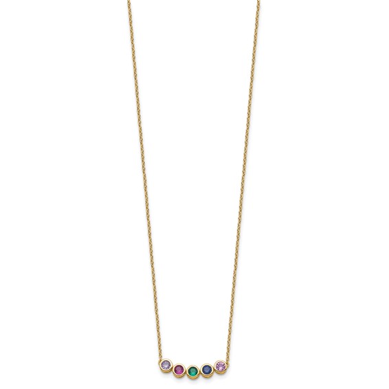 14K 5 Synthetic Birthstone Complete Family Necklace