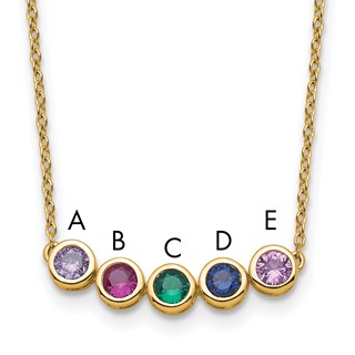 14K 5 Genuine Birthstone Complete Family Necklace