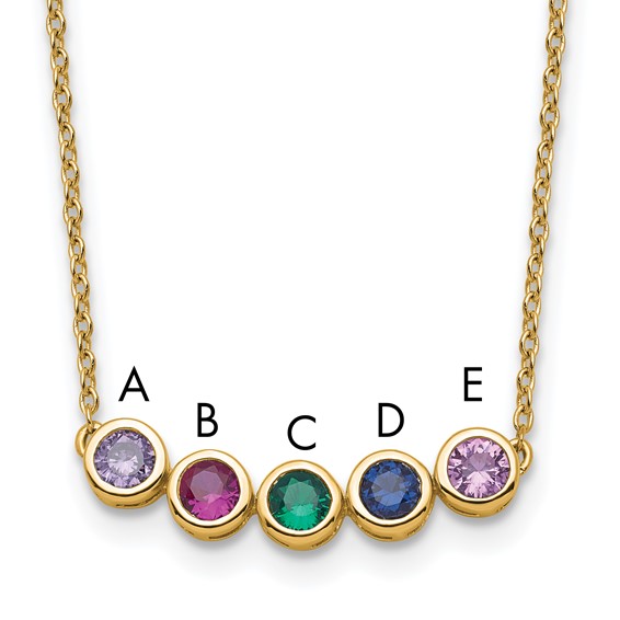 14K 5 Synthetic Birthstone Complete Family Necklace