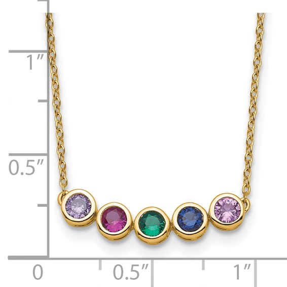 14K 5 Synthetic Birthstone Complete Family Necklace
