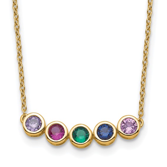 14K 5 Synthetic Birthstone Complete Family Necklace