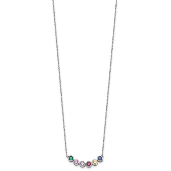 14KW 6 Synthetic Birthstone Complete Family Necklace