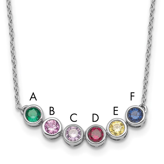 14KW 6 Synthetic Birthstone Complete Family Necklace