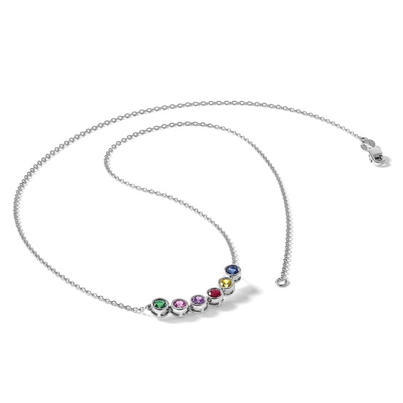 14KW 6 Genuine Birthstone Complete Family Necklace