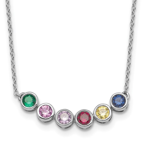 14KW 6 Synthetic Birthstone Complete Family Necklace