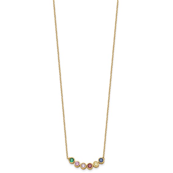 14K 6 Synthetic Birthstone Complete Family Necklace