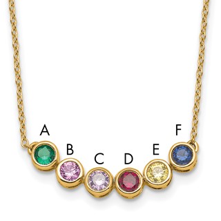 14K 6 Synthetic Birthstone Complete Family Necklace