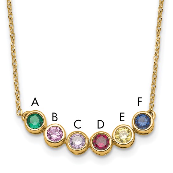 14K 6 Synthetic Birthstone Complete Family Necklace