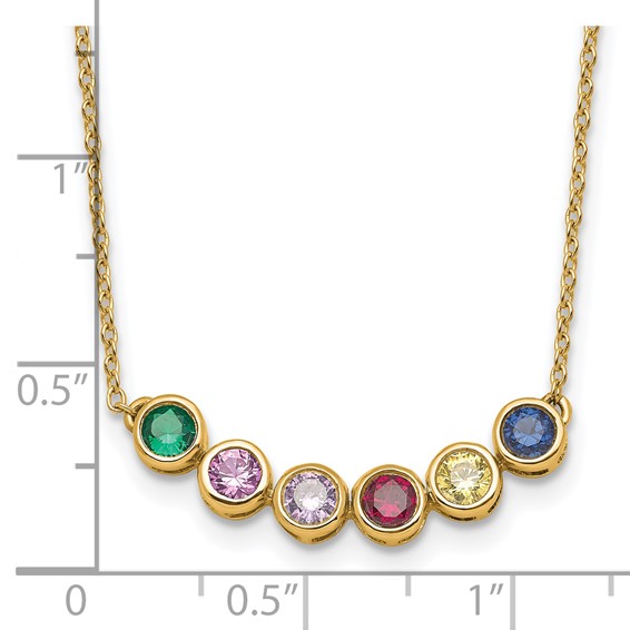 14K 6 Synthetic Birthstone Complete Family Necklace