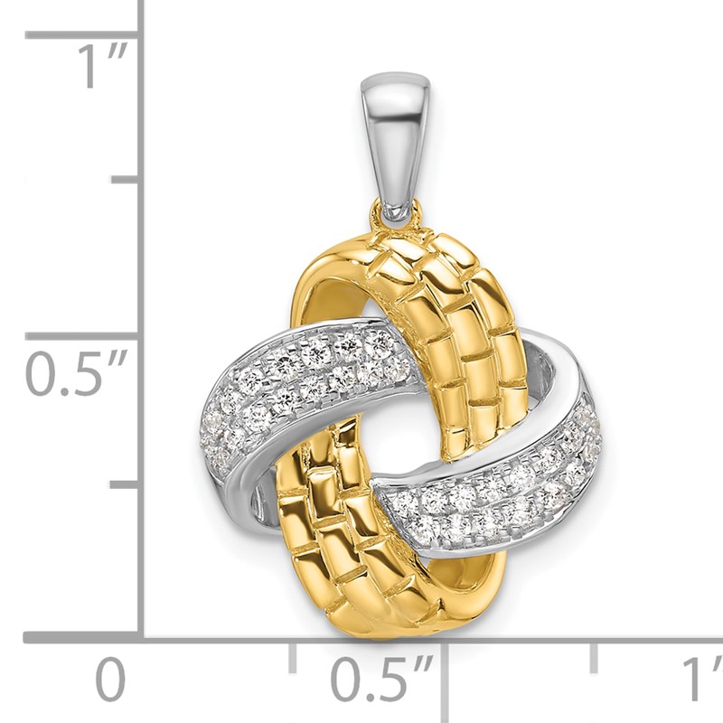 14k Two Tone 1/5 carat Lab Grown Diamond VS/SI+ G+ Love Knot Pendant