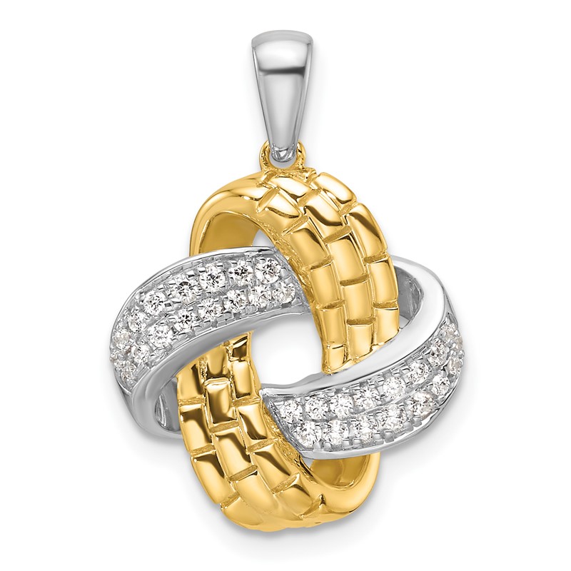 14k Two Tone 1/5 carat Lab Grown Diamond VS/SI+ G+ Love Knot Pendant