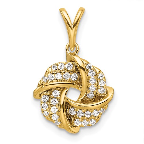 14K Yellow Gold 0.20 Carat Lab Grown Diamond VS SI+ G+ Complete Love Knot Pendant