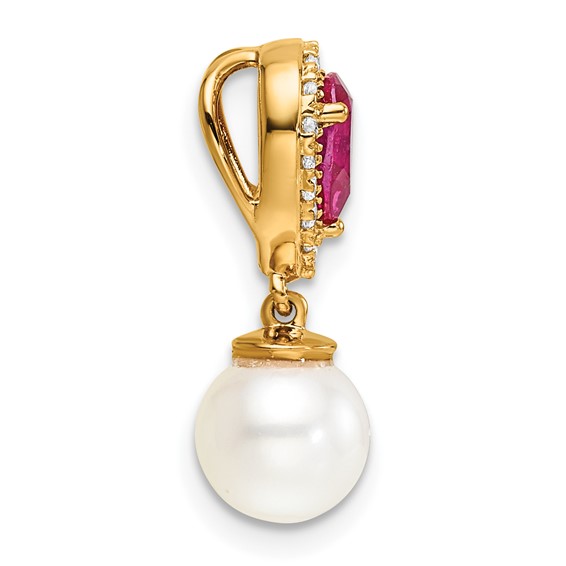 Gold Polished Gemstone and Pearl Pendants