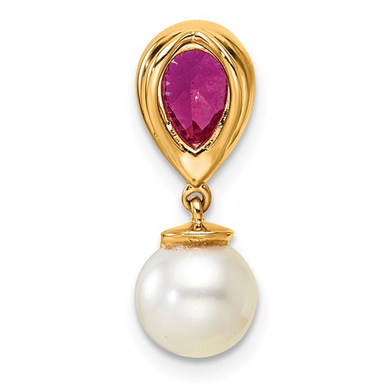 Gold Polished Gemstone and Pearl Pendants