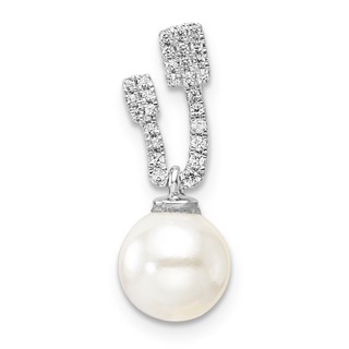Sterling Silver CZ & Pearl Pendant