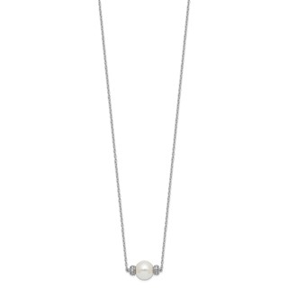 Sterling Silver CZ & Pearl Necklace