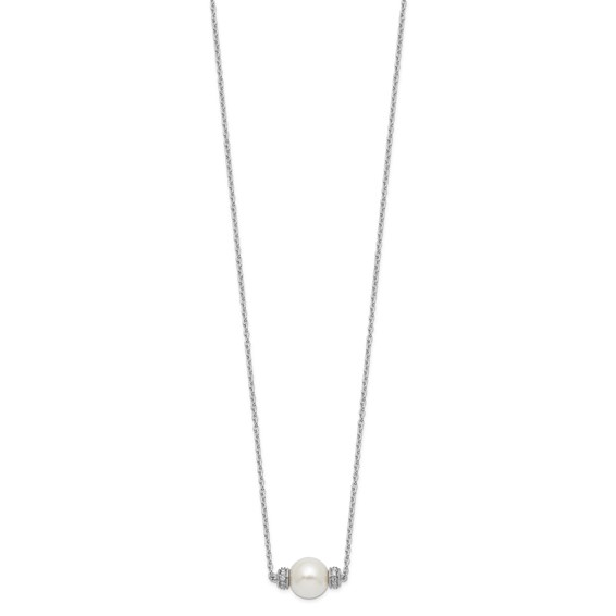 Sterling Silver CZ & Pearl Necklace
