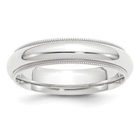 Platinum 5mm Polished Milgrain Comfort-Fit Wedding Band view 1