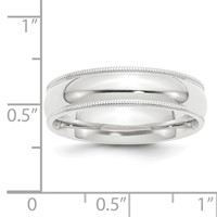 Platinum 6mm Polished Milgrain Comfort-Fit Wedding Band view 2