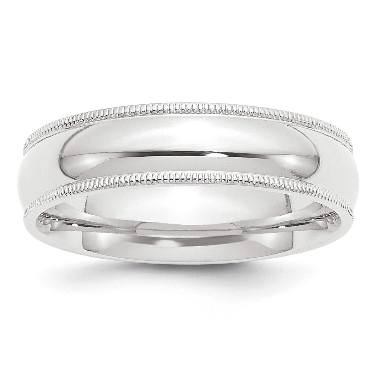 Platinum 6mm Polished Milgrain Comfort-Fit Wedding Band Size 6 (PMCF060-6)