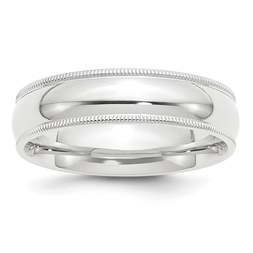 Platinum 6mm Polished Milgrain Comfort-Fit Wedding Band