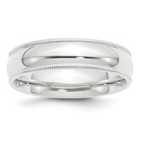 Platinum 6mm Polished Milgrain Comfort-Fit Wedding Band view 1