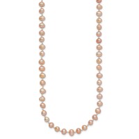 14K Yellow Gold 4-5mm Pink Near-Round Freshwater Cultured Pearl Necklace, 20" view 2