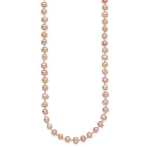 14k Pink Near Round Freshwater Cultured Pearl Necklaces