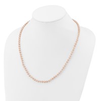 14K Yellow Gold 4-5mm Pink Near-Round Freshwater Cultured Pearl Necklace, 20" view 3
