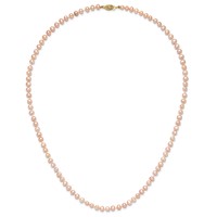 14K Yellow Gold 4-5mm Pink Near-Round Freshwater Cultured Pearl Necklace, 20" view 4