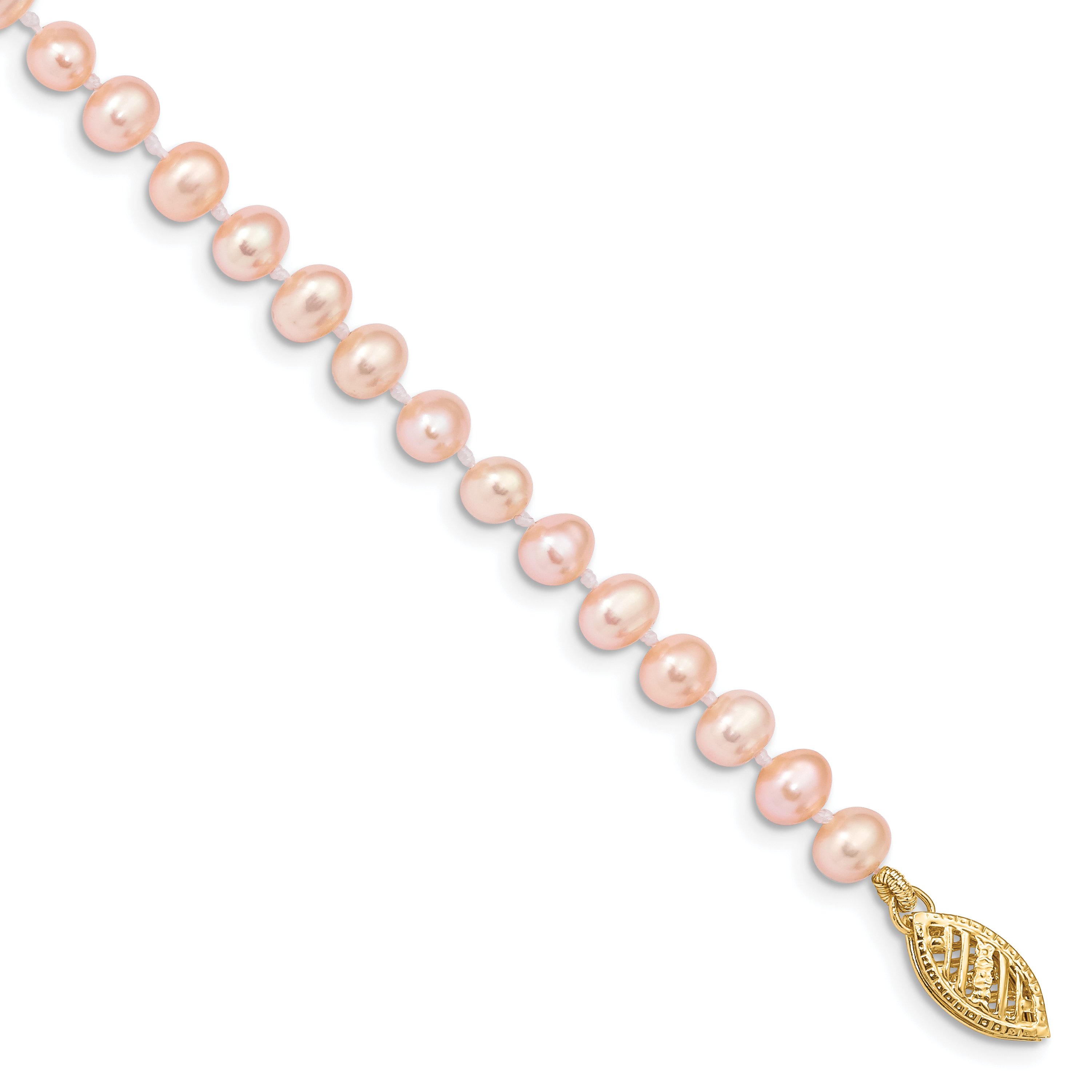 14k 4-5mm Pink Near-Round Freshwater Cultured Pearl 7.5 inch Bracelet (PPN040-7.5)