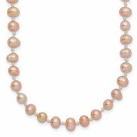 14K Yellow Gold 4-5mm Pink Near-Round Freshwater Cultured Pearl Necklace, 20" view 1