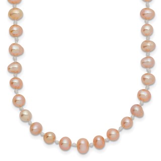 14k Pink Near Round Freshwater Cultured Pearl Necklaces