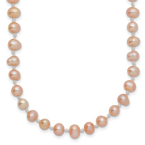 14K Yellow Gold 4-5mm Pink Near-Round Freshwater Cultured Pearl Necklace, 20"