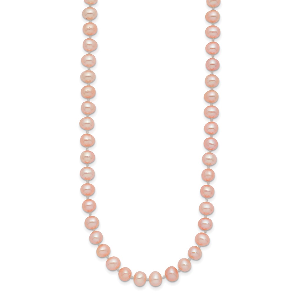 14k 5-6mm Pink Near-Round Freshwater Cultured Pearl 16 inch Necklace (PPN050-16)