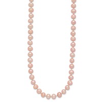 14K Yellow Gold 5-6mm Pink Near-Round Freshwater Cultured Pearl Necklace, 16" view 2
