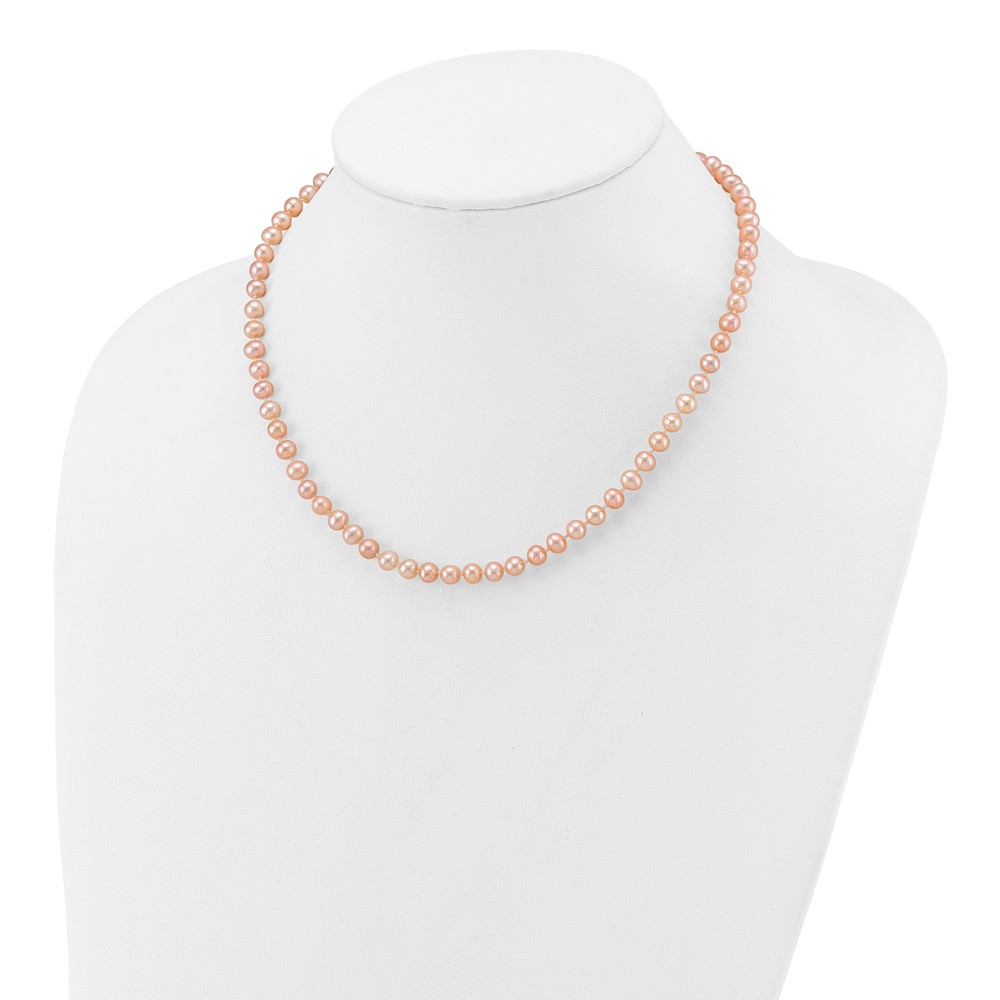 14k 5-6mm Pink Near-Round Freshwater Cultured Pearl 16 inch Necklace (PPN050-16)