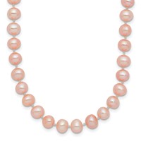 14K Yellow Gold 5-6mm Pink Near-Round Freshwater Cultured Pearl Necklace, 16" view 1