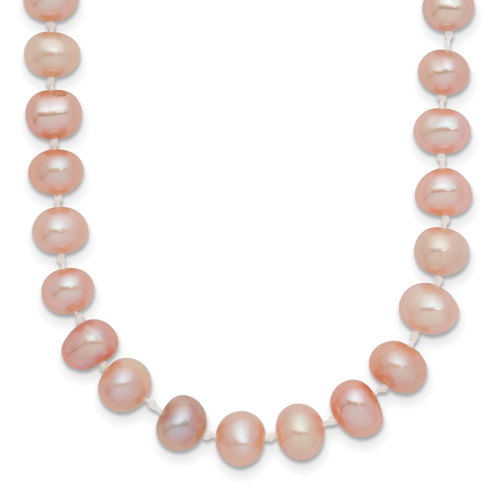 14k 6-7mm Pink Near-Round Freshwater Cultured Pearl 24 inch Necklace (PPN060-24)