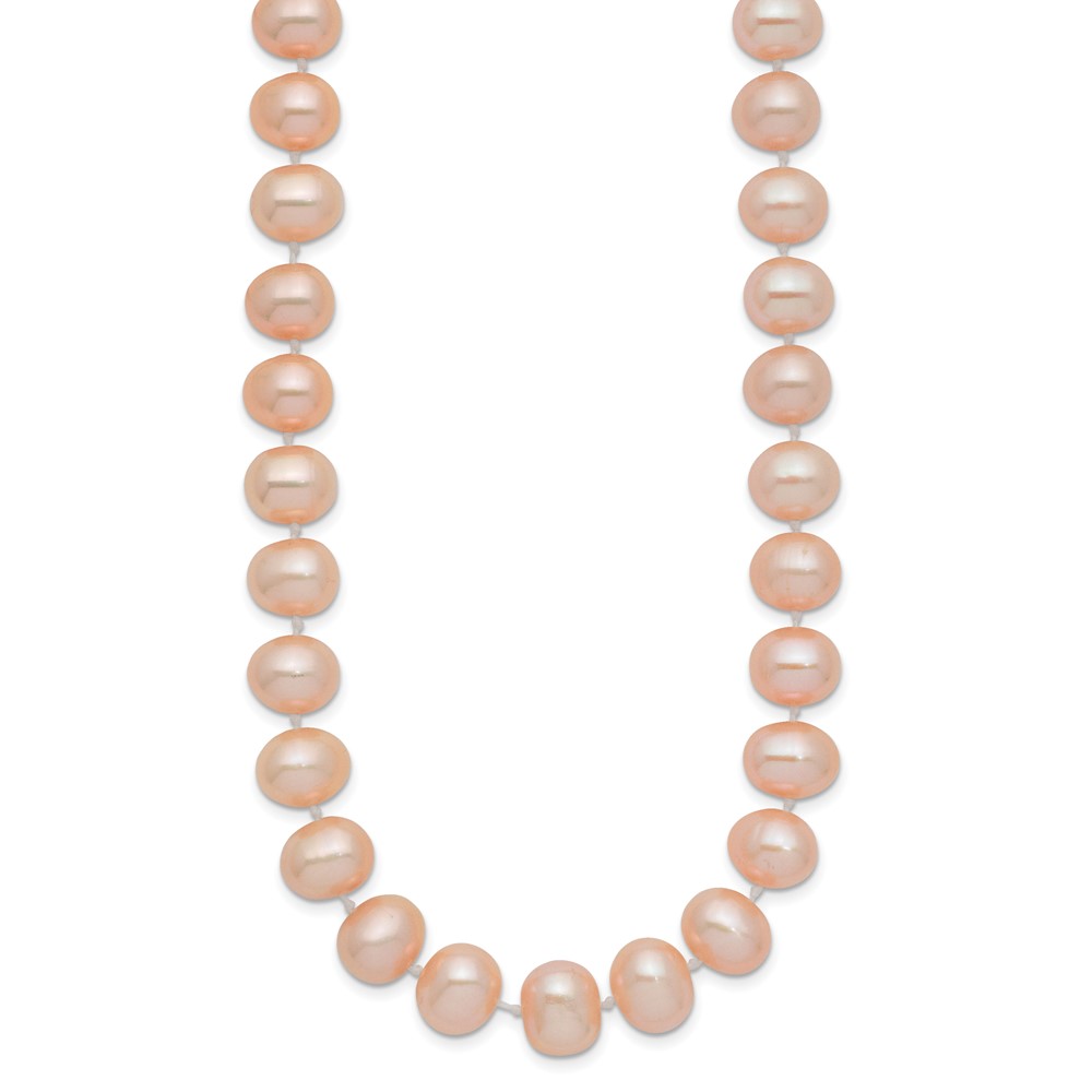 14k 8-9mm Pink Near-Round Freshwater Cultured Pearl 20 inch Necklace (PPN080-20)