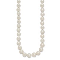 14K Yellow Gold 7.5-9mm White Freshwater Cultured Pearl Graduated Necklace, 18" view 2