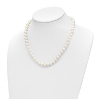 14K Yellow Gold 7.5-9mm White Freshwater Cultured Pearl Graduated Necklace, 18" view 4