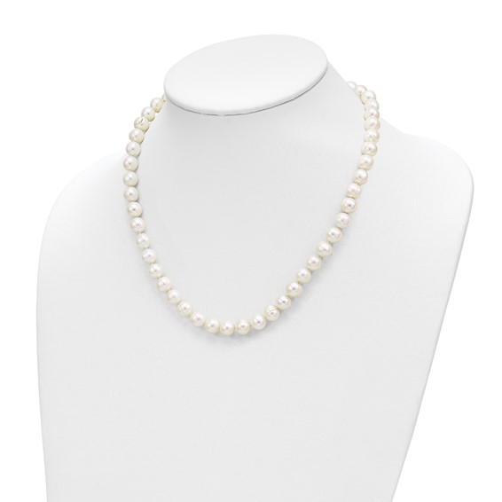 14k 7.5-9mm White Freshwater Cultured Pearl Graduated 18 inch Necklace
